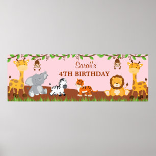 Póster Banner de Festa de aniversário da Selva Safari
