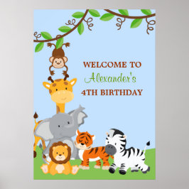 Póster Banner de Festa de aniversário da Selva Safari