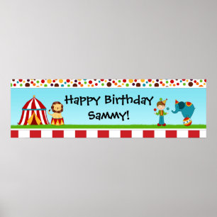 Póster Banner de Festa de aniversário de circo 40x12