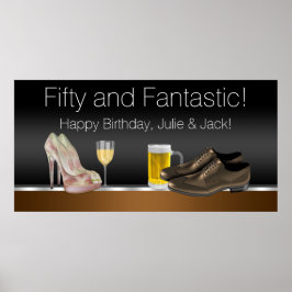 Poster Banner de Festa de aniversário de Homem e Mulher