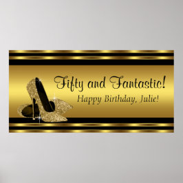 Poster Banner de festa de aniversário de salto alto em ou