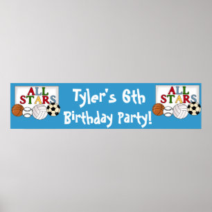 Póster Banner de Festa de aniversário desportiva