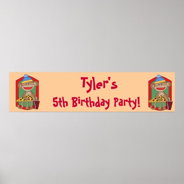 Poster Banner de Festa de aniversário macaco (Frente)