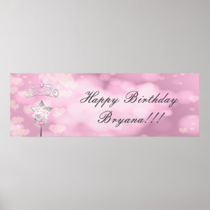 Póster Banner de festa de aniversário personalizado com v