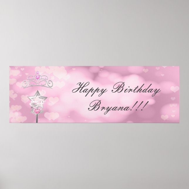 Póster Banner de festa de aniversário personalizado com v (Frente)