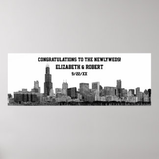 Póster Banner de Festa de casamento do Skyline Chicago