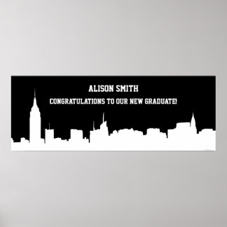 Póster Banner de Festa de formatura Silhuette Skyline NYC