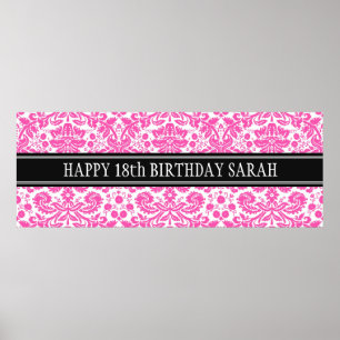 Póster Banner de nome do ano personalizado de aniversário