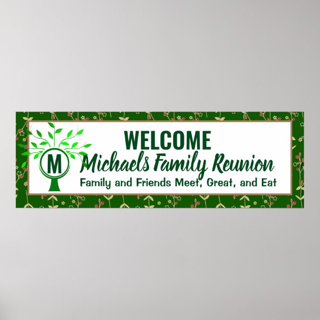 Poster Banner de Reunião da Família Monograma (Frente)