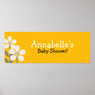 Póster Banner do Chá de fraldas AMARELO pop