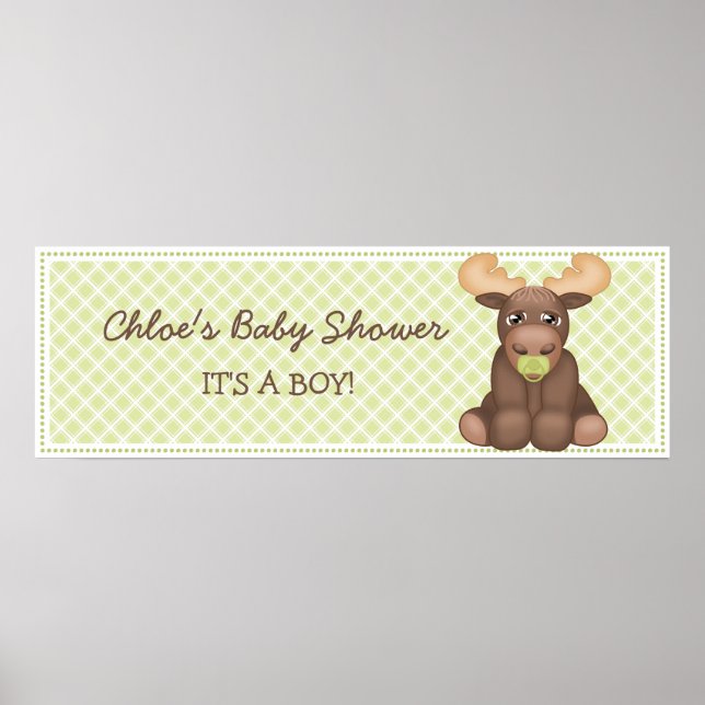 Póster Banner do Chá de fraldas Baby Moose (Frente)