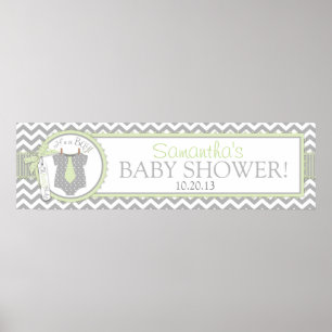 Póster Banner do Chá de fraldas do Baby Boy Tie Chevron I