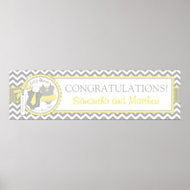 Póster Banner do Chá de fraldas Twins Tie Tutu Chevron