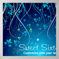 Banner do partido Doce Dezesseis Teais Blue Swirls