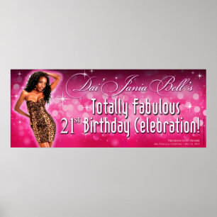 Póster Banner do Partido Leopardo Sparkle Bombshell 40x16