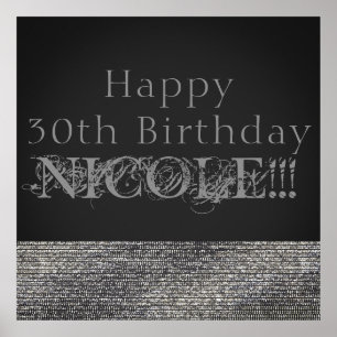 Póster Banner do Partido Silver Sparkle Modern Glam Sequi