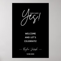 Banner Ela disse Sim preto Cartaz de boas-vindas E