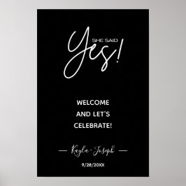 Poster Banner Ela disse Sim preto Cartaz de boas-vindas E
