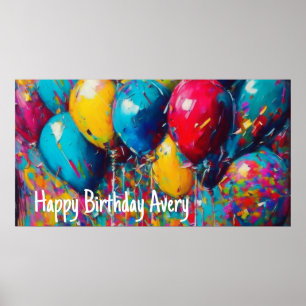 Poster Banner Personalizado de Aniversário Balões Color