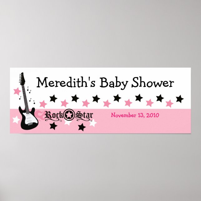 Póster Banner Personalizado de Chá de fraldas da Guitarra (Frente)
