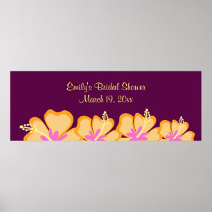 Póster Banner Personalizável da Flor do Hibiscus Roxo