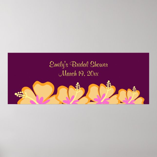 Póster Banner Personalizável da Flor do Hibiscus Roxo (Frente)