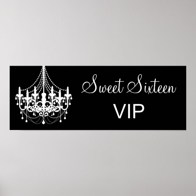 Poster Banner preto e branco de candelabro doce 16 VIP (Frente)