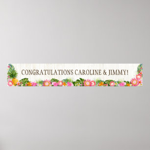 Póster Banner Rustic Wedding de Luau Hawaiian Beach