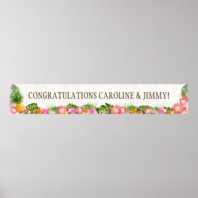 Póster Banner Rustic Wedding de Luau Hawaiian Beach (Frente)