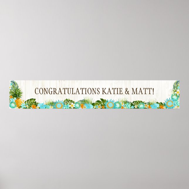 Póster Banner Rustic Wedding de Luau Hawaiian Beach (Frente)