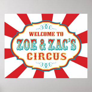 Poster Banner Zoe e Zac PERSOM do Circus Birthday