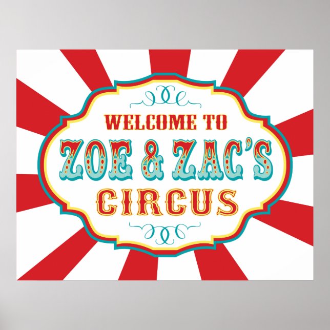 Poster Banner Zoe e Zac PERSOM do Circus Birthday (Frente)