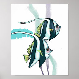 Poster Bannerfish De Recife, Peixes Espalhados Submarinos