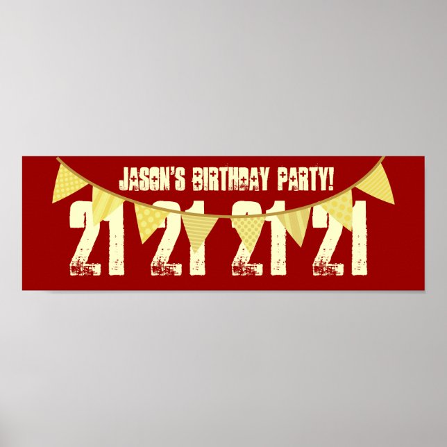 Póster BANNERS AMARELOS DE Nome Personalizado de aniversá (Frente)