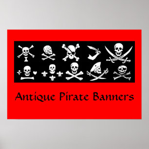 PÓSTER BANNERS DE PIRATAS PRETOS CRUZADOS, OSSOS CRUZADOS