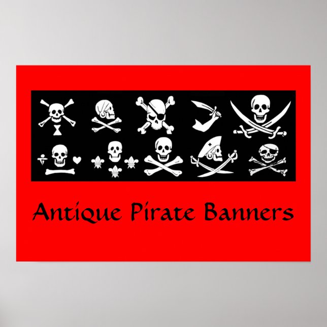 PÓSTER BANNERS DE PIRATAS PRETOS CRUZADOS, OSSOS CRUZADOS (Frente)