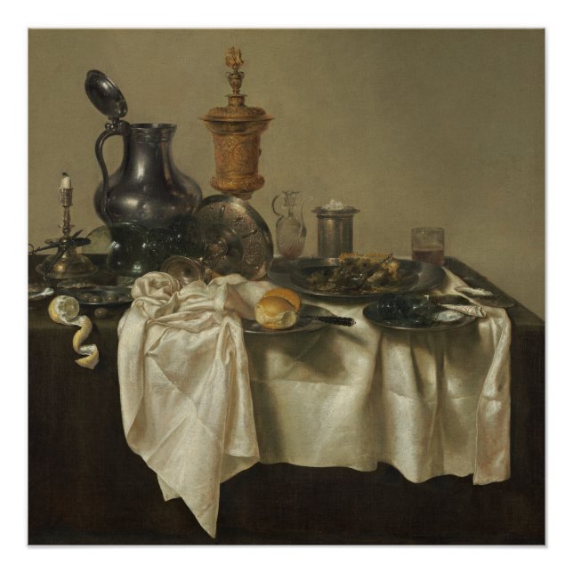 Póster Banquet Piece com Mince Pie Willem Claesz Heda (Frente)