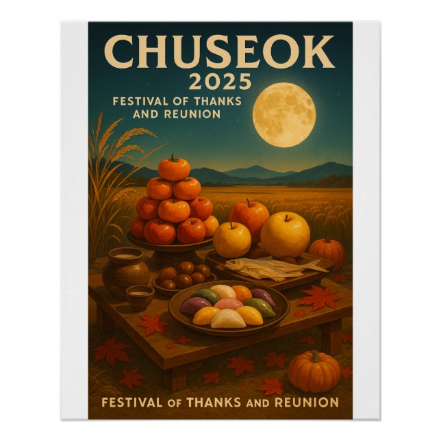 Póster Banquete de Colheita e Lua Completa" - Chuseok 202 (Frente)