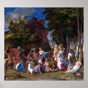 Poster Banquete de Giovanni Bellini Titian dos deuses