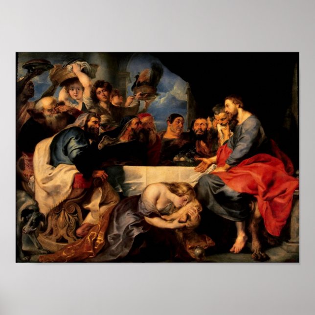 Póster Banquete de Simon e Mary Magdalene aos pés de Jesu (Frente)