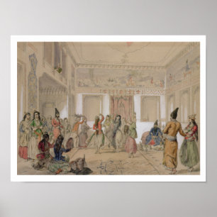 Póster Banquete do Harem, Tehran (lápis & w/c no papel)