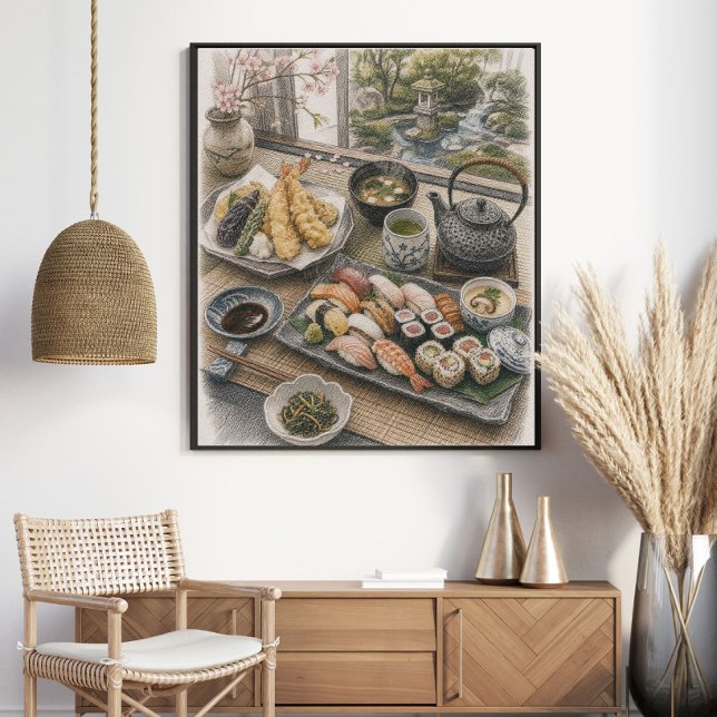 Poster Banquete Japonês de Sushi e Tempura (Criador carregado)