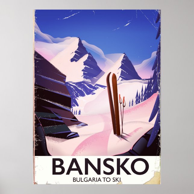 Poster Bansko Bulgária Para Esquiar (Frente)