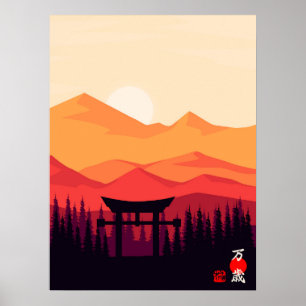 Poster Banzai vive muito boa sorte Liberdade Japonês Kan