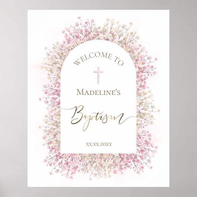 Poster Baptism floral welcome (Frente)