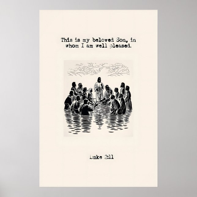 Poster Baptism of Jesus Art Print Scripture Illustration (Frente)