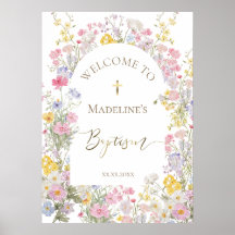 Baptism watercolor meadow flowers welcome
