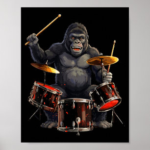 Poster Baquetas de Bateria Gorilla Bateristas Crianças Me
