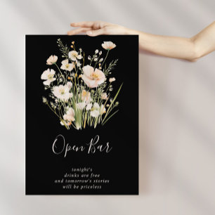 Poster Bar Aberto Clássico Blush Wildflower Black