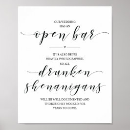 Poster Bar Aberto de Casamento, sinal de xenigmas bêbados
